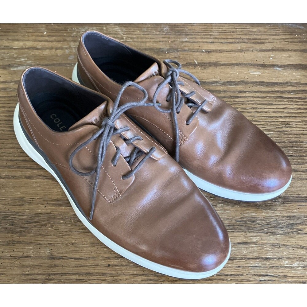 Cole Haan Grand Troy Men’s Size 8.5 M Leather Derby Shoes Tan Brown C33188